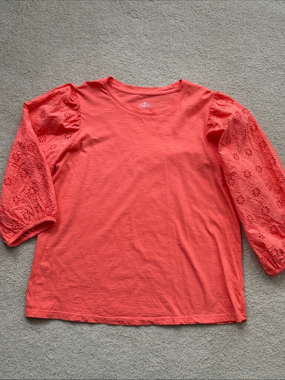 St. John's Bay PL Coral Eyelet Sleeve Long Sleeve cotton Tee